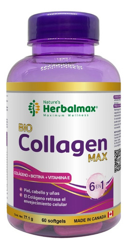 Colágeno Hidrolizado 6 En 1 Herbalmax 100 Cápsulas
