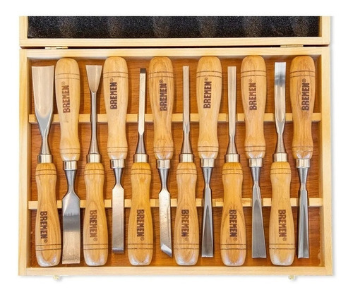 Set Gubias Madera Bremen 12 Piezas Acero Profesional 7642