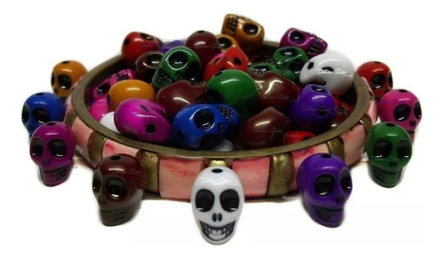 Calaveritas Cuentas De Colores Para Bijouterie X 50