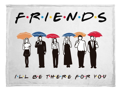 Frazada Friends Amigos Polar Suave Mod Individual Color Umbrella White