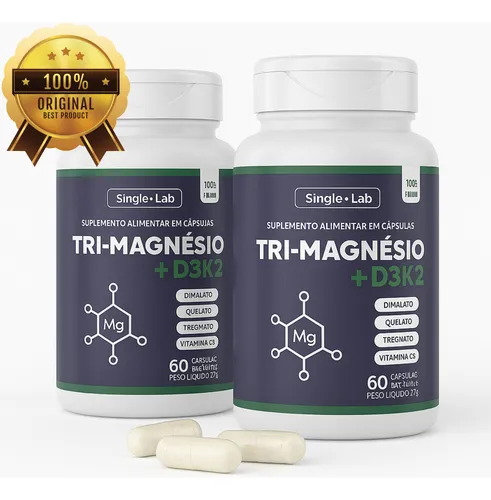 Kit 2 Magnésio Triplo Ação Vitamina D3k2 L-treonina Completo