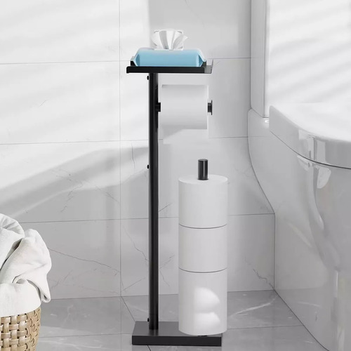 Porta Papel Higiénico Inoxidable Pedestal Con Bandeja 73 Cm