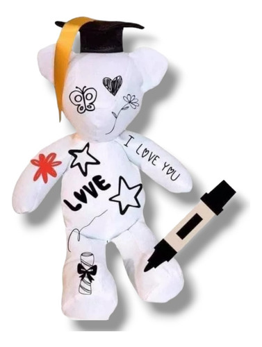 15 Osos Peluche Graduación Para Pintar Despedida Blanco