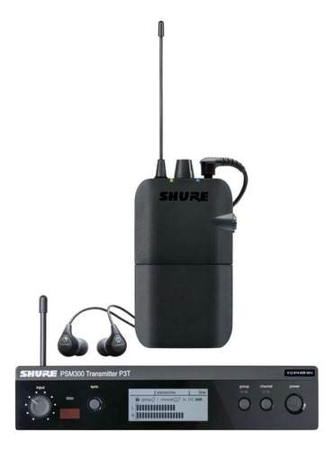 Monitor In Ear Shure Psm300 P3tbrr112gr K12 Com Fone Se112 Cor Preto