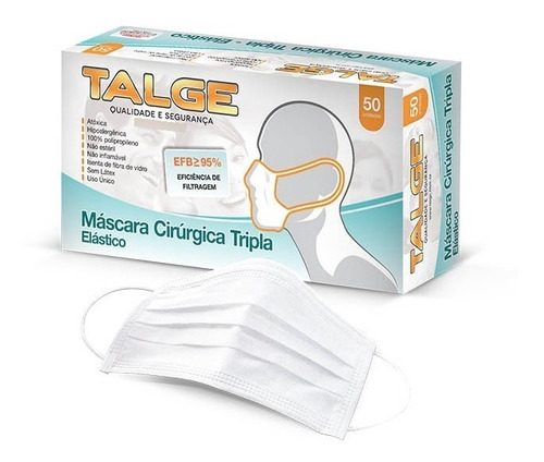 10 Máscara Descartável Tripla Kit 500 Uni Proteção Anvisa Cor Branco