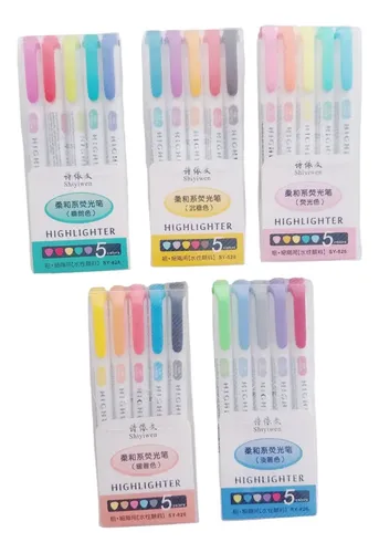Kit De 5 Sets Marcatextos Highlighter Shiyiwen Doble Punta | Meses sin ...