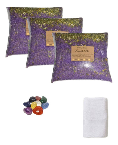 Kit Escalda Pés 3kg Mil Flores C/ Camomila Toalha+7p Chakras