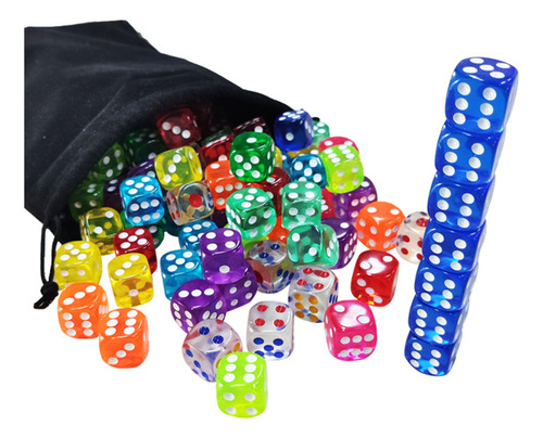 Juego De Dados De 6 Caras, 100 Piezas, 16 Mm, Cordón Translú