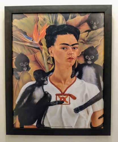 Frida Kahlo _ Autoretrato Con Monos _ Litografía Enmarcada
