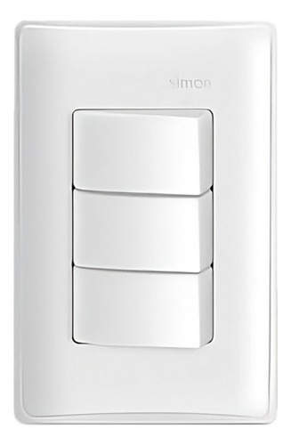 Interruptor Simon 19 de 3 secciones con placa de color blanco, corriente nominal de 10 A