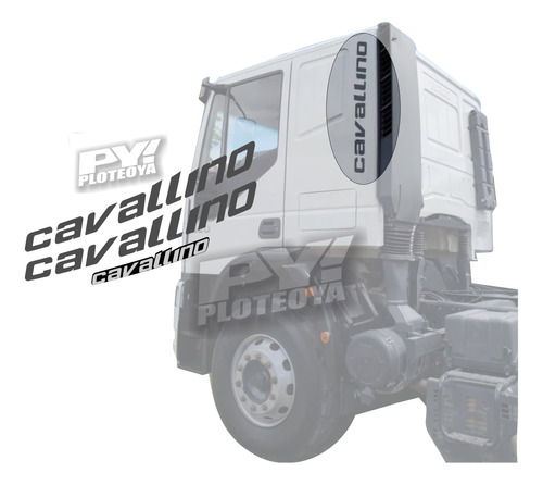 Kit 3 Calcos Cavallino Iveco De Cabina Lateral Y Frente