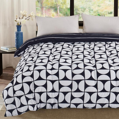 Acolchado Reversible 2 1/2 Plazas Queen 220 X 240 Cm Color Blanco Diseño De La Tela Geométrico