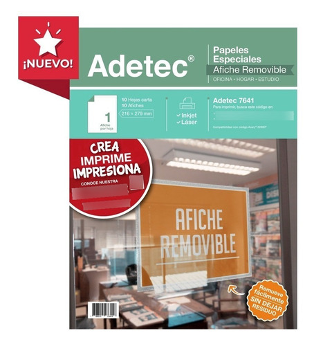 Etiqueta Afiche Removible 216 X 279 Mm Impresora Tinta/laser