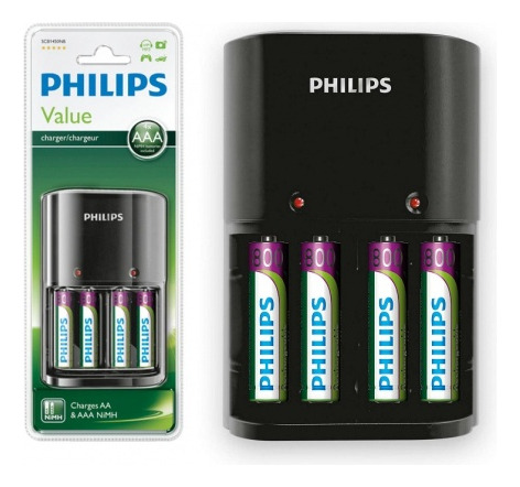 Cargador Philips Para 4 Pilas Aa/aaa C/pilas Recargables 