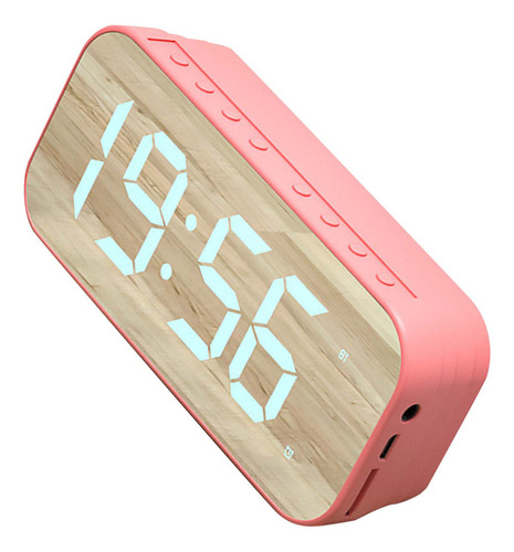 Reloj Despertador Con Altavoz Bluetooth Digital Oficina Rosa