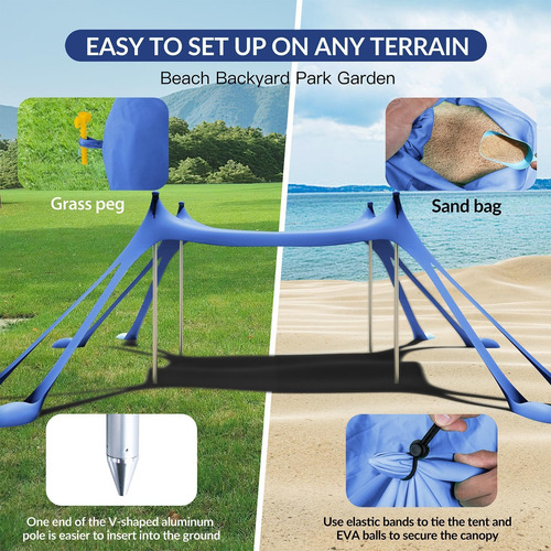 Toldo Refugio Upf50 + Proteccion Carpa De Sombrilla Portatil Navy