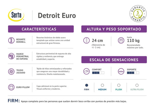 Colchón Detroit Euro 180x200 Resorte