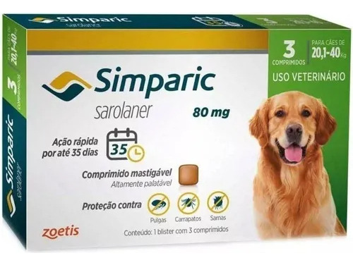 Antipulga Simparic 80 Mg 20 A 40 3 Comprimidos 