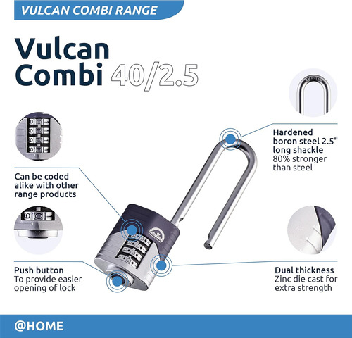 40/2.5 Vulcan Combi 40 2.5 Candado De Combinación, 40 ...