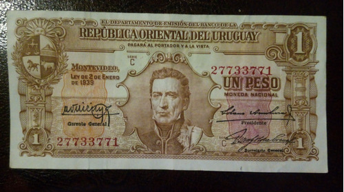 Eb+ Uruguay: Un Peso De 1939 - Variante 10.iii.20