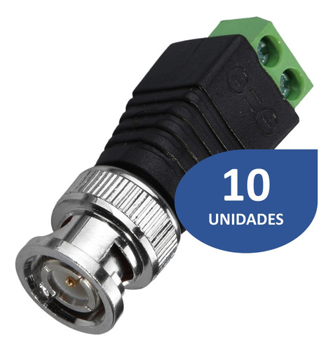 Conector Bnc Macho Atornillable Video Balun Cámaras 10 Und