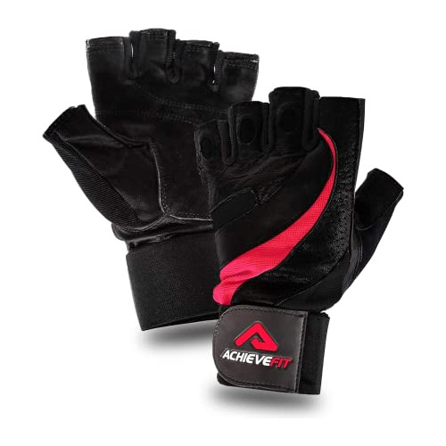 Achieve Fit Guantes De Elevación De Pesas - Palmera De Cuero