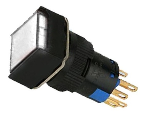 Botón Pulsador Iluminado 16mm Cuadrado 24v Blanco (26092)