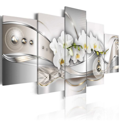Giant Vibrant Flower Canvas Wall Art Pearl Orchids Prin...
