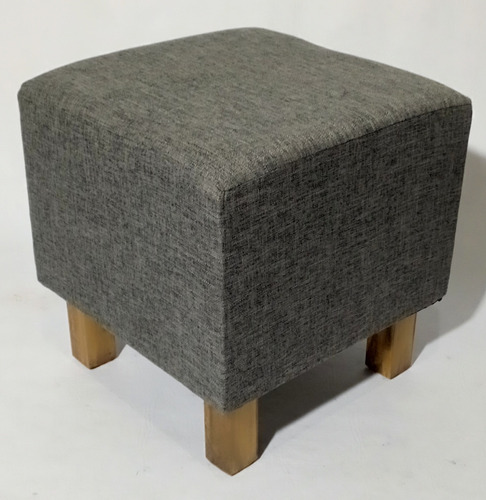 Puff Cubo Banquito 40x40 En Lino Antidesgarro Patas Madera 