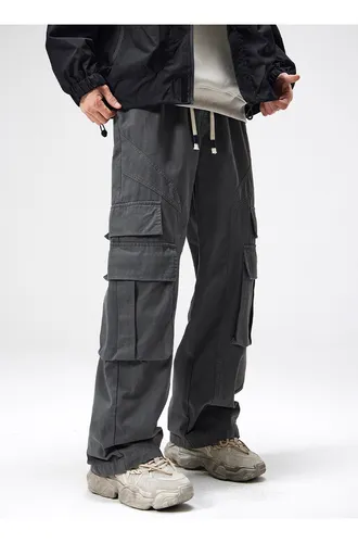 Pantalon Cargo Elastico Recto Baggy Gabardina