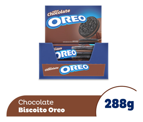 Imagem 1 de 6 de Biscoito Recheado Chocolate Oreo 288g Pack C/8 Un