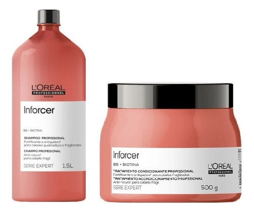  Kit Loreal Inforcer Shampoo 1,5 Litro + Mascara 500g