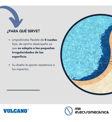 Imagen 2 de 10 de Limpiafondo 8 Ruedas Flexible Pileta Piscina Vulcano