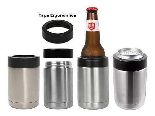 Imagen 8 de 10 de Porta Latas Térmico 12 Onzas Cerveza Acero Inoxidable