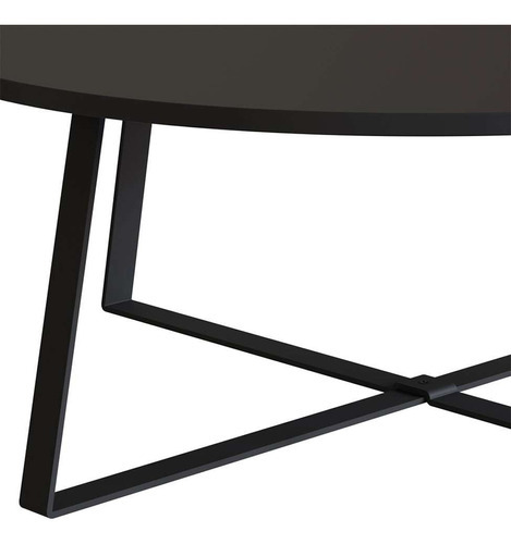 Mesa De Centro Redonda Complementos Preta 60 Cm Cor Preto