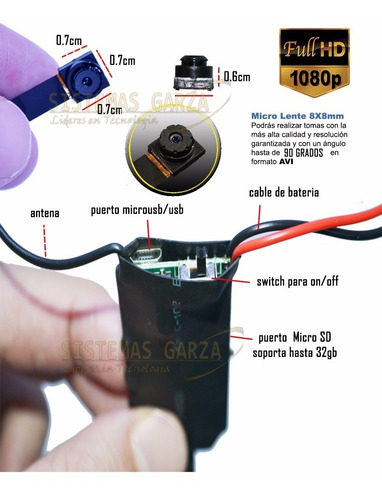 Imagen 4 de 10 de Mini Cámara Espía Dvr Bateria 24 Hrs Sony Full Hd 1080p 16gb