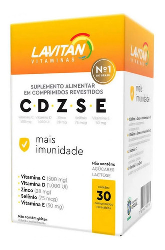Suplemento vitamínico en cápsulas Cimed Lavitan C.d.Z.S.E en una caja de 30 g