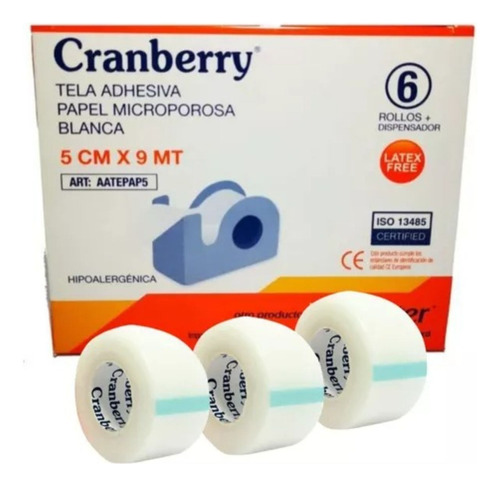 Tela Adhesiva Papel Microporosa Cranberry 5cm X 9m Caja 6 Un
