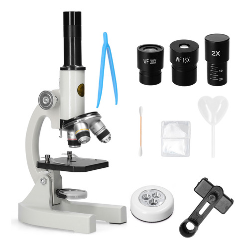 Microscopio Monocular 64x-2400x Para Niños De Primaria, Cien