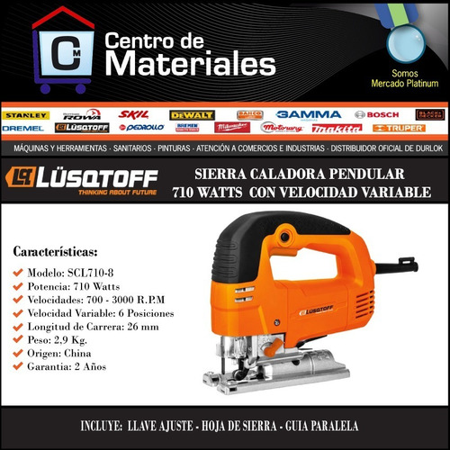 Sierra Caladora Lusqtoff 710w Pendula Velocidad Variable