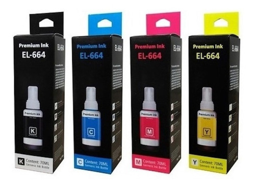 4 Tinta Premium Dye Para Epson T 664 70 Ml Colores