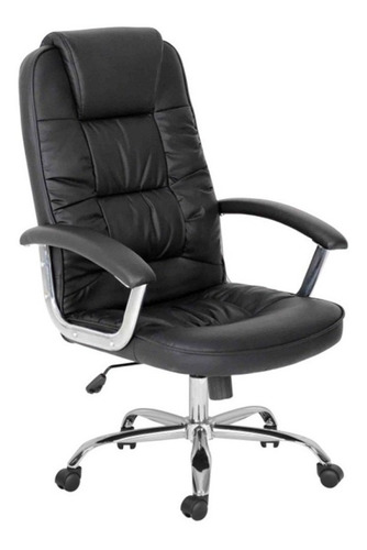 Imagen 2 de 2 de Silla de escritorio Tio Musa OC-008 negra con tapizado de cuero sintético