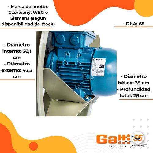 Imagen 5 de 10 de Extractor De Aire Axial Industrial 35 Cm Para Conducto Gatti Ventilación