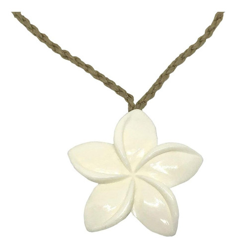 Collar Con Colgante De Flor De Plumeria De Hueso Tallado A M
