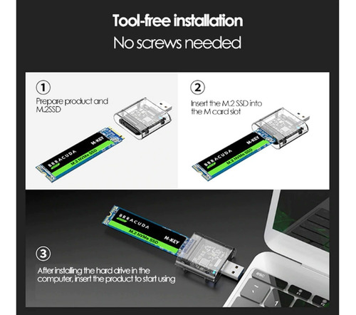 Imagen 4 de 5 de Adaptador A Usb 3.0, M.2, Ssd Pcie Ngff Sata M / B 2013-2017