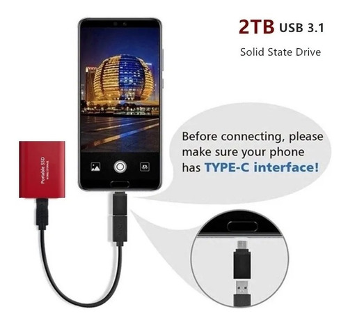 Imagen 4 de 8 de Disco Duro Externo De Alta Velocidad Ssd 1tb Para Las Tablet