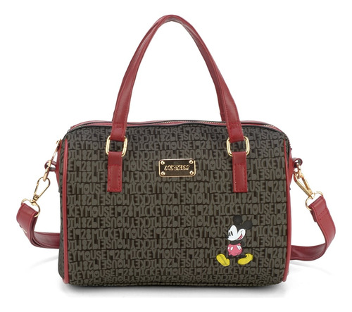 Bolsa Tote Bau Feminina Mickey Mouse Disney Bmk78590 Marrom