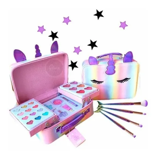 Maquillaje Infantil Niñas Maleta Unicornio + Set De Brochas Maquillaje Infantil Niñas Maleta Unicornio + Set De Brochas