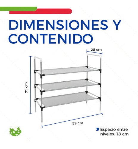 Zapatera Mueble Zapato Organizador Armable 3 Niveles 9 Pares Color Plateado