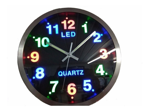 Relógio Parede Led Analógico Aluminio Bivolt Pilha 25cm